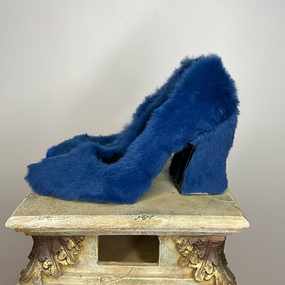 Blue Real Mink Fur Women's Heels Size 37 / 6.5 woman’s